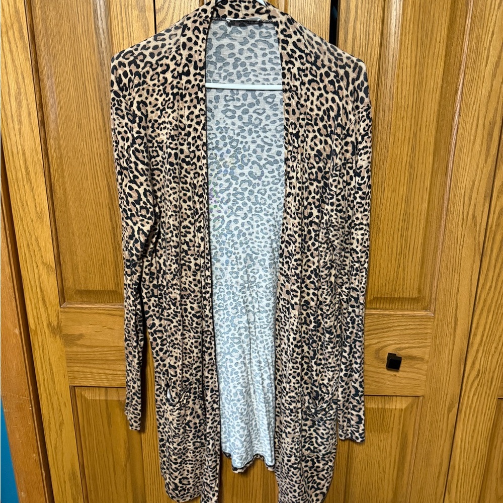 Leopard Print Open Front Cardigan